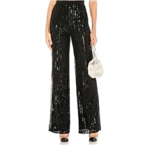 Tory Burch Women's Black Silk Sequin Wide Leg Dress Pant Party  Size 4
